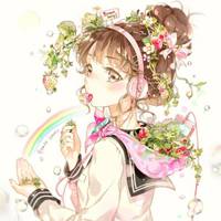草莓少女头像可爱卡通