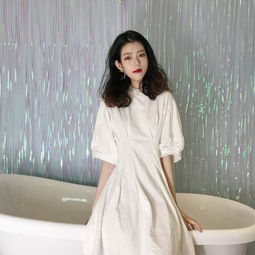 韩版港味复古温柔仙女裙少女心冷淡风连衣裙ins超...