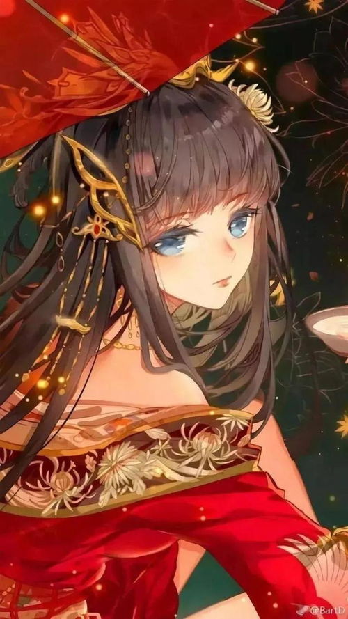 动漫壁纸红色古风谪仙仙子
