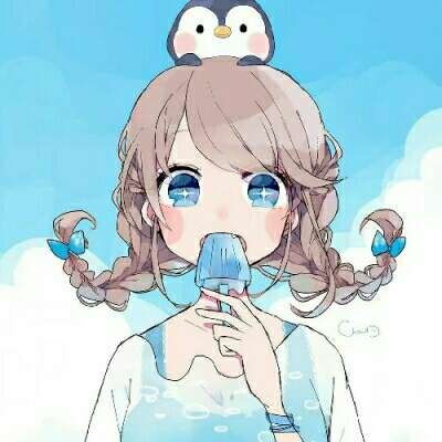 女生漫画头像蓝色系
