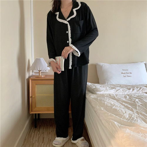 新款ins宽松睡衣女甜美网红学生长袖开衫日系少女家居服两件套装