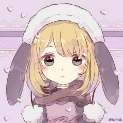 橙色系二次元少女头像女头