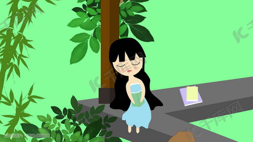 绿色系卡通小清新春困插画图片千库网