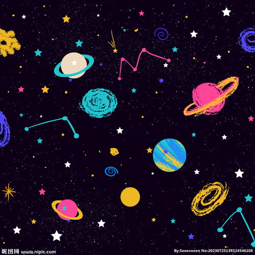 手绘宇宙星系插画背景设计图卡通设计
