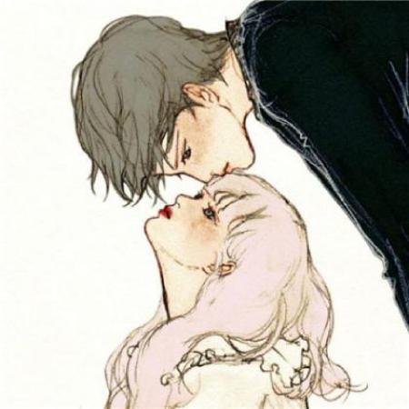 彩绘情侣头像一男一女韩国插画甜蜜情侣头