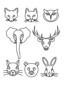 卡通动物头像简笔画黑白插画图片素材其他格式下载其他大全其他