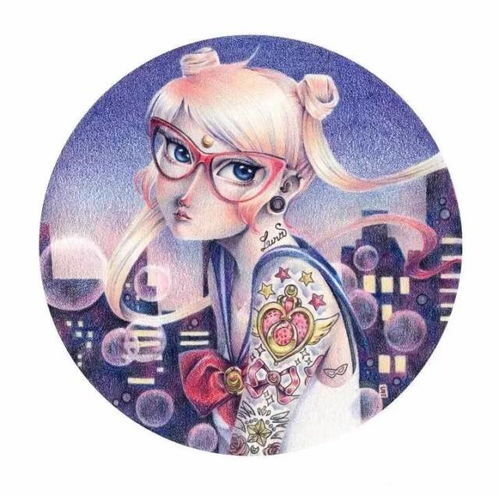 手绘的女孩与猫,这颜色简直让人沉迷无法自拔