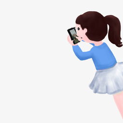 拿手机拍照的女孩手绘插画psd图片素材其他格式下载动漫人物大全