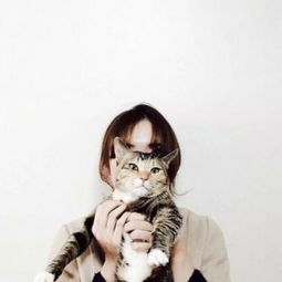 寻找抱猫的长发蓝衣女生头像