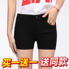 欧美百搭黑色牛仔短裤