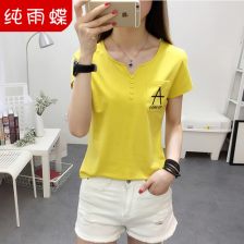蓝色t恤女简约