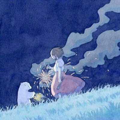 安奈治愈系插画女孩和北极熊卡通动漫头像我要个性网