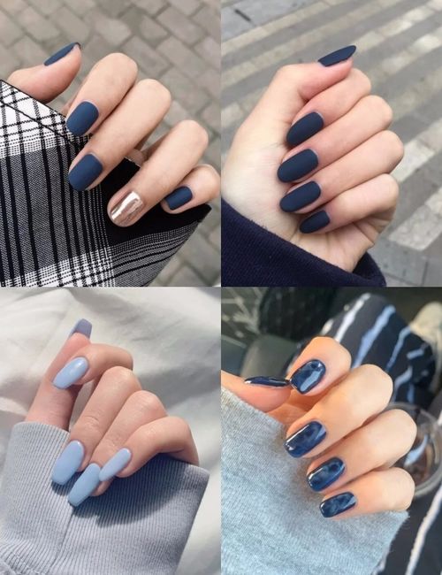 蓝色系简约百搭又高级的美甲,冬天里的治愈色,小仙女做完立刻化身气质名媛