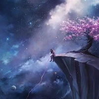 星空少女动漫图片唯美星空下的女孩动漫唯美图片