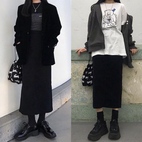 早春扮成酷女孩才最显眼深色西装配拖地长裙,气质是真的很绝
