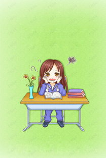 清新绿色卡通女生插画平面广告背景图片免费下载广告背景高清大图千库网图片编号4833980