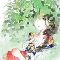 绿色系头像捧花女生卡通古风
