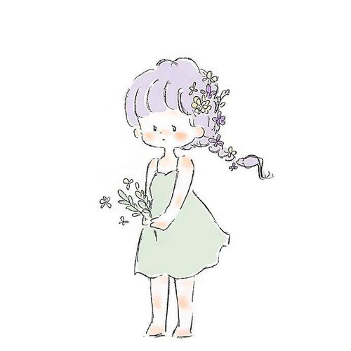 一组超级治愈系女生小插画