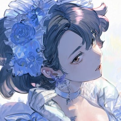 蓝系动漫女生头像
