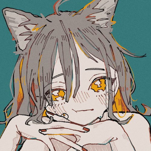 风格简约不拘一格的猫系少女插画,配色鲜艳灵动跳跃