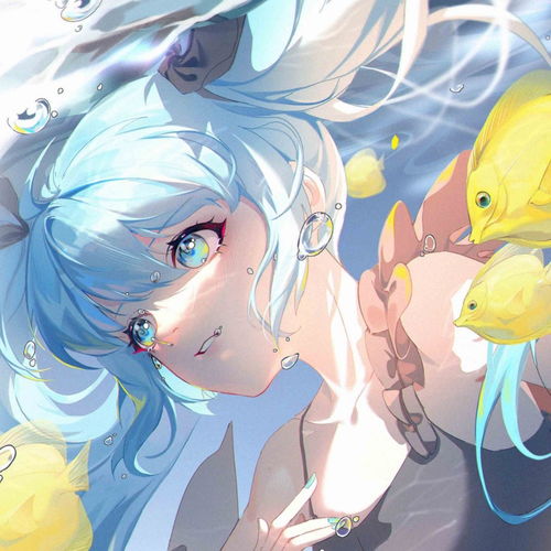 蓝粉系动漫头像长发飘飘的仙女小姐姐初音