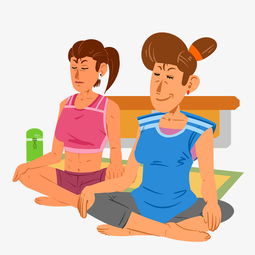 手绘双人瑜伽打坐插画图片素材其他格式下载动漫人物大全