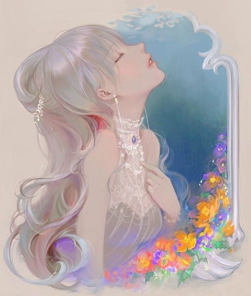 自带仙气的美美插画,果断选了一张做头像